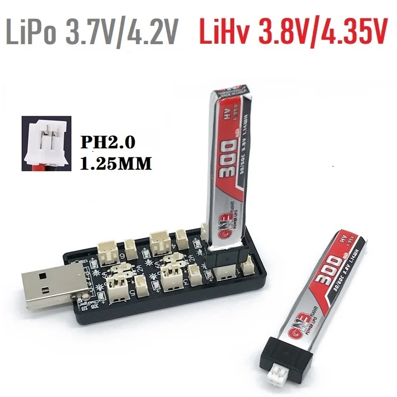 Balance Charger Rc - RCドローン用USBバッテリー充電器アダプター,6ch,1s,lipo,lihv,3.7v,4.2v,3.8v,4.35v,5v