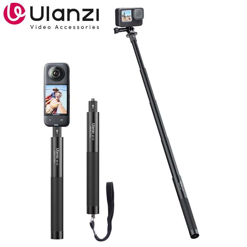 Runcam Camera - Ulanzi MT-58 アクションカメラ用三脚・一脚、伸縮式セルフィースティック、1/4インチネジ対応。Insta360 X6、X5、X3、GoPro 13、12、11、10、9に対応。