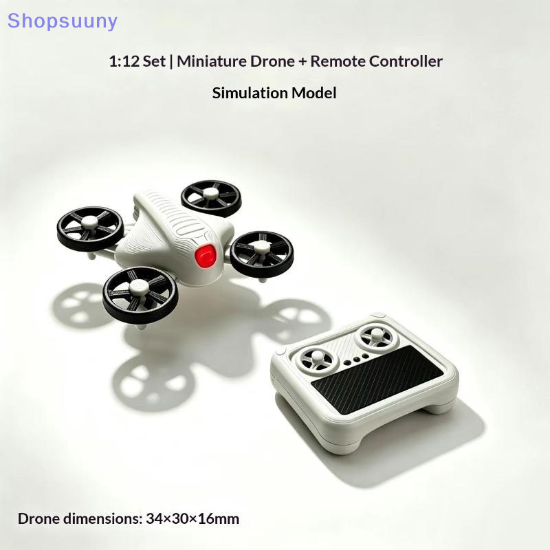 Drone - 12スケールのミニチュアリモコンドローンモデル、テクノロジー感あふれるミニチュアシーン小道具、ドールハウス用