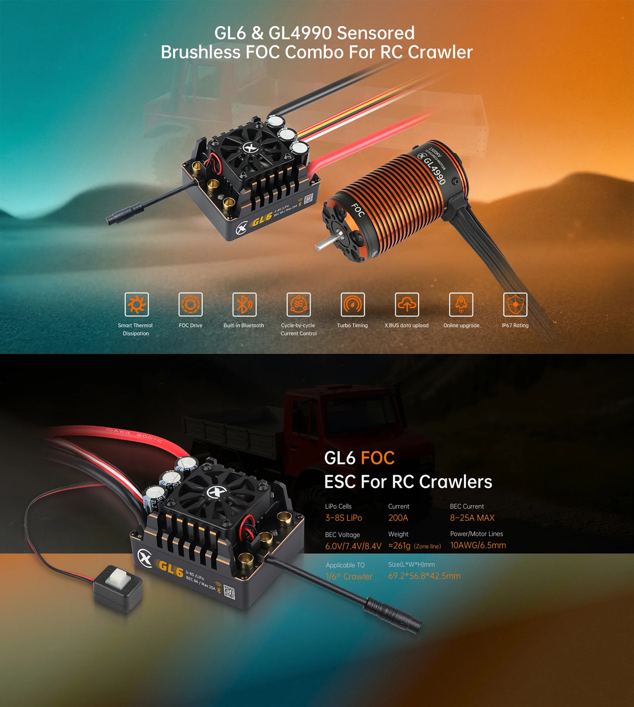 XC コンボ FOC クローラー ブラシレスモーター GL4 - 4 In 1 Esc のレビューと価格