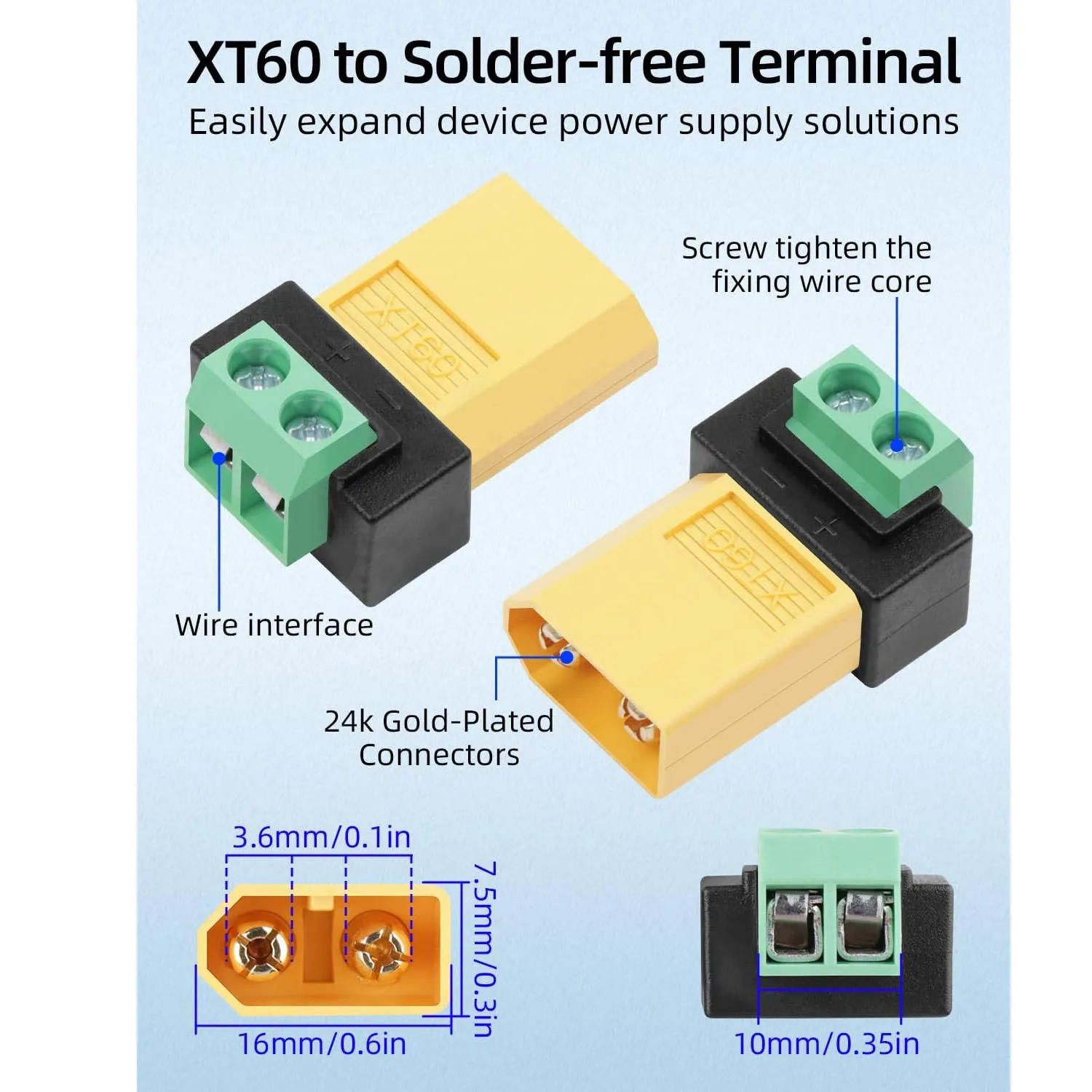 はんだ不要の2ピン-XT60オス-メスアダプターコネクター、 - Balance Charger Rc のレビューと価格